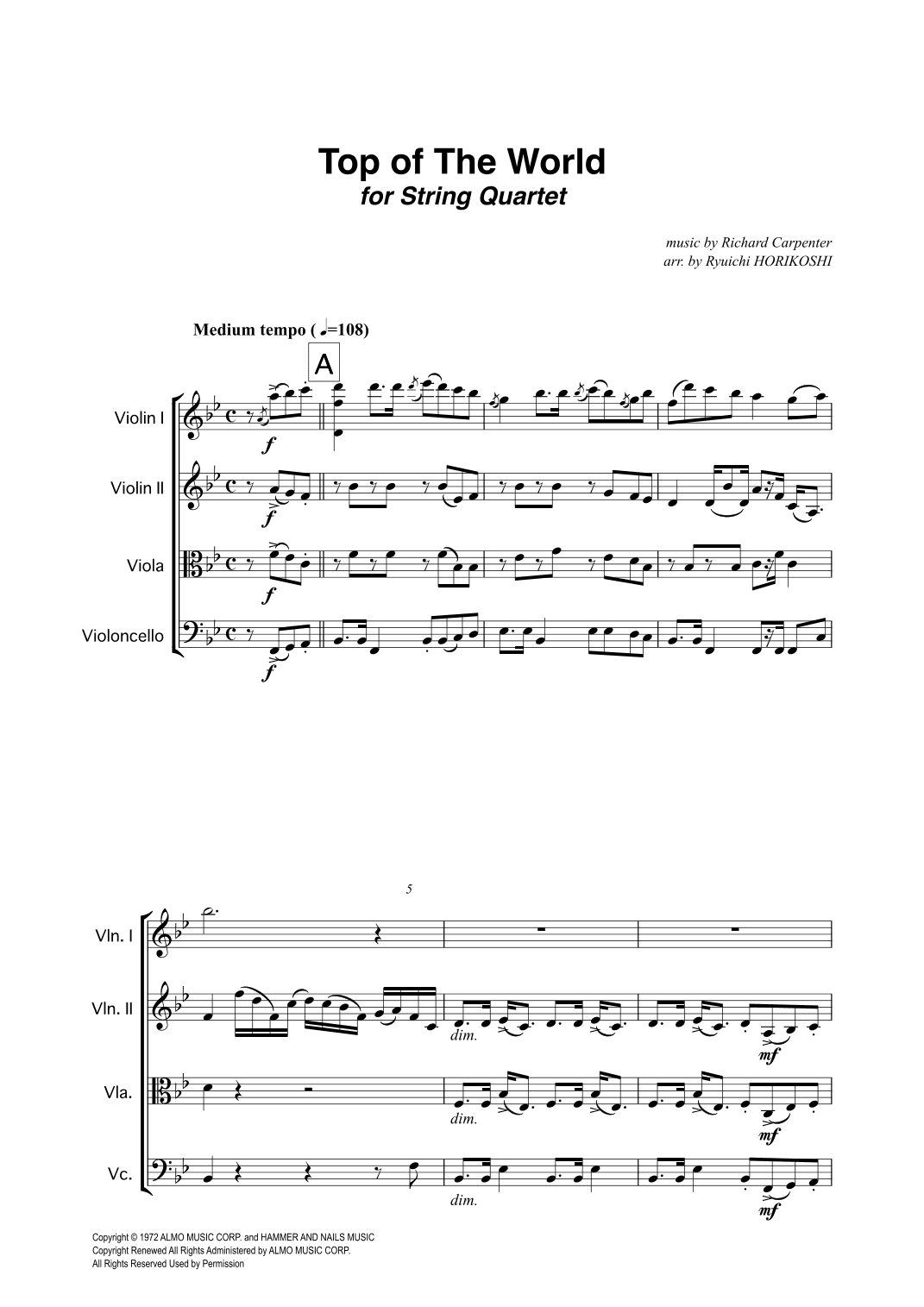 Top Of The World (arr. Ryuichi Horikoshi)