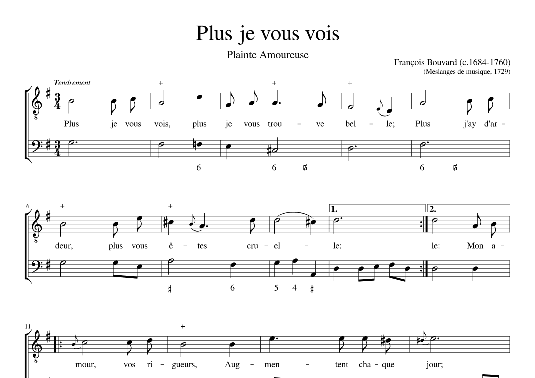 Plus je vous vois (arr. Early Music Scores)