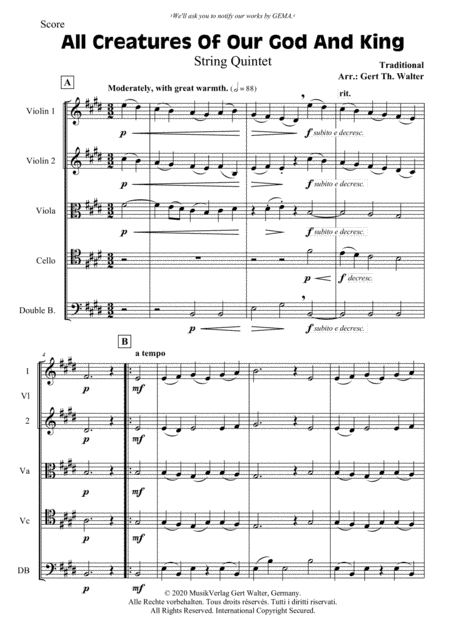 All Creatures Of Our God And King (arr. Gert Th. Walter)