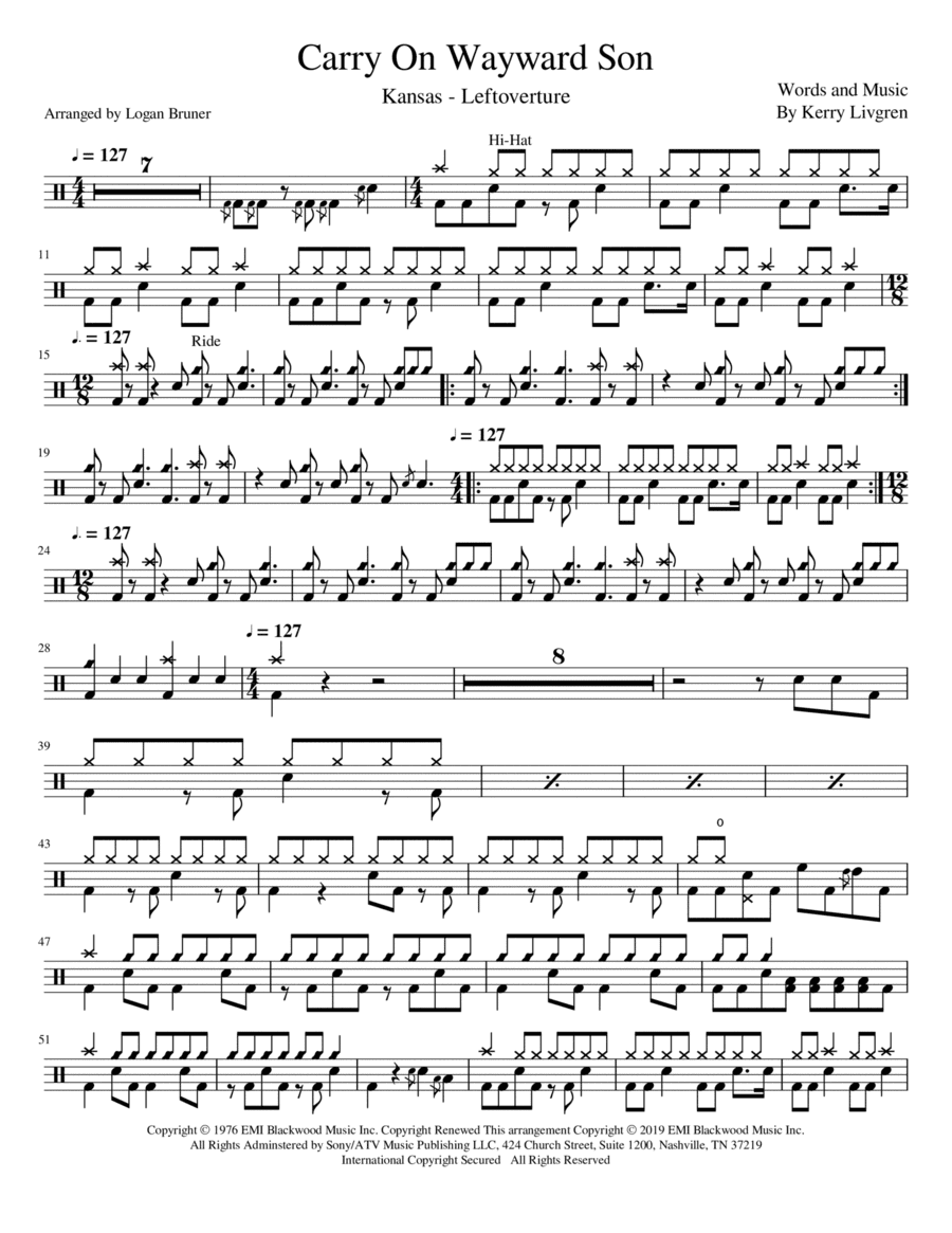 Carry On Wayward Son (arr. Logan Bruner)