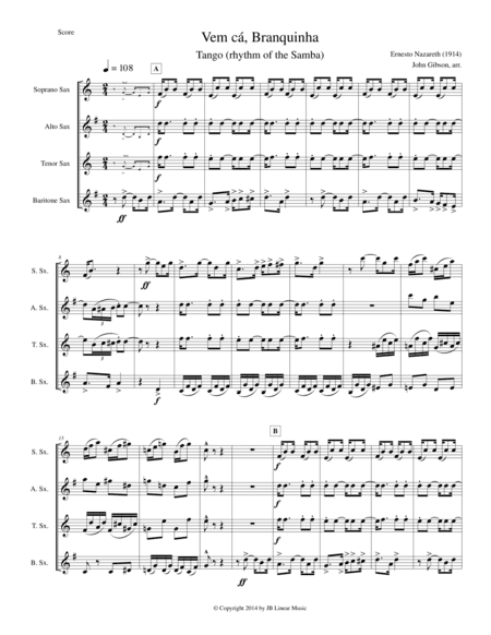 Saxophone quartet - Tango by Ernesto Nazareth (arr. John Gibson)