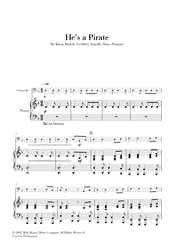 He's A Pirate (arr. Cadenza Editions)