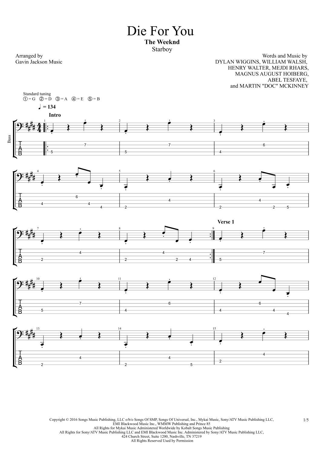 Die For You (arr. Gavin Jackson Music)