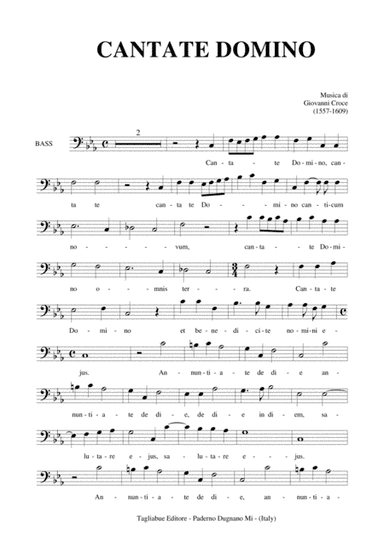 CANTATE DOMINO - Giovanni Croce - Part for BASS