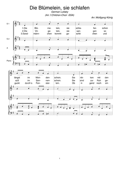 Die Blümelein, sie schlafen (arr. Wolfgang König)