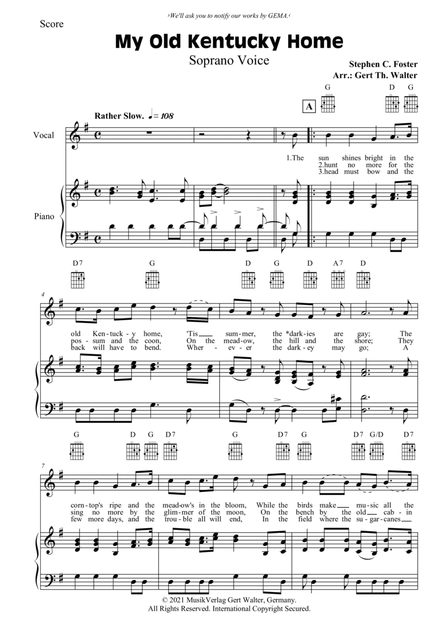 My Old Kentucky Home (arr. Gert Th. Walter)