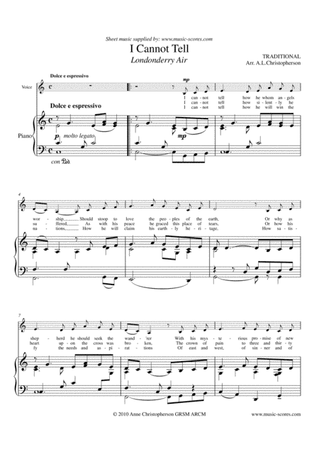 I Cannot Tell - Voice - Low (arr. Anne L Christopherson GRSM ARCM)