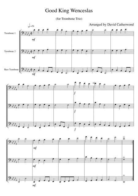Good King Wenceslas arranged for Trombone Trio by David Catherwood (arr. David Catherwood)