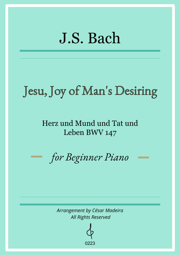 Jesu, Joy of Man's Desiring - Easy Piano - W/Chords (arr. César Madeira)