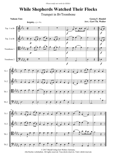 While Shepherds Watched Their Flocks (arr. Gert Th. Walter)