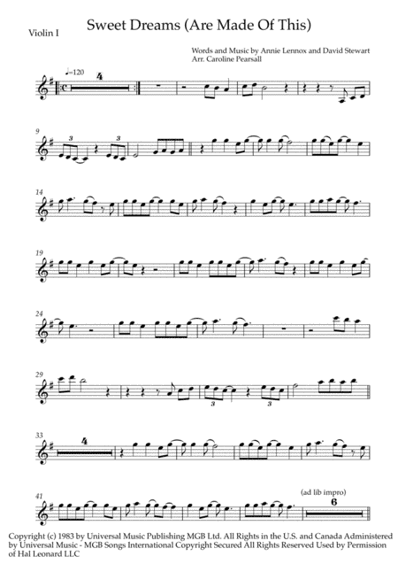 Sweet Dreams (Are Made Of This) (arr. Caroline Pearsall)