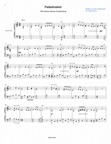 Palastinalied: A Medieval Crusade Song Arranged for the Piano (arr. Sarah Berry)