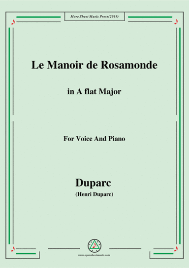 Duparc-Le Manoir de Rosamonde in A flat Major,for Violin and Piano (arr. MSM)