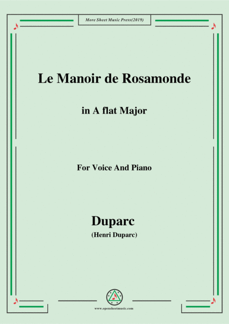 Duparc-Le Manoir de Rosamonde in A flat Major,for Violin and Piano (arr. MSM)