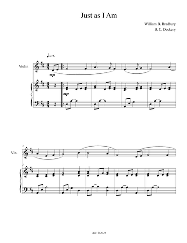 Just As I Am (Violin Solo with Piano) (arr. B. C. Dockery)