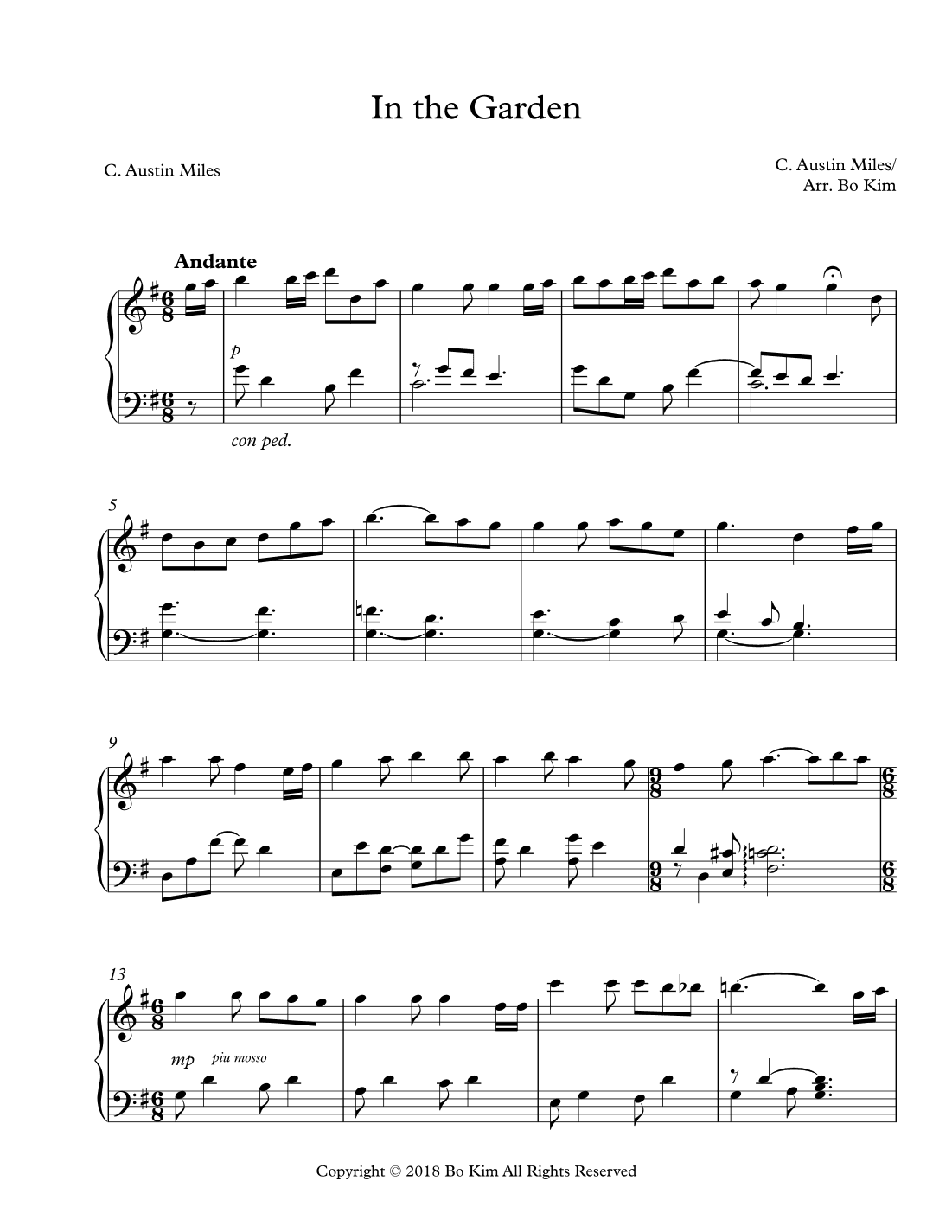 In The Garden (I Come To The Garden Alone) (arr. Bo Kim)