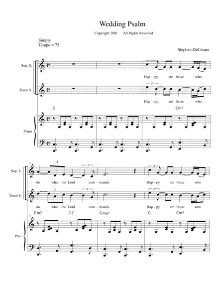 Wedding Psalm (Happy Are Those) (Duet for Soprano and Tenor solo - Alternate)