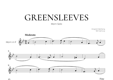 Greensleeves (French Horn Solo) - English Folk Song (arr. Pedro Merendi)