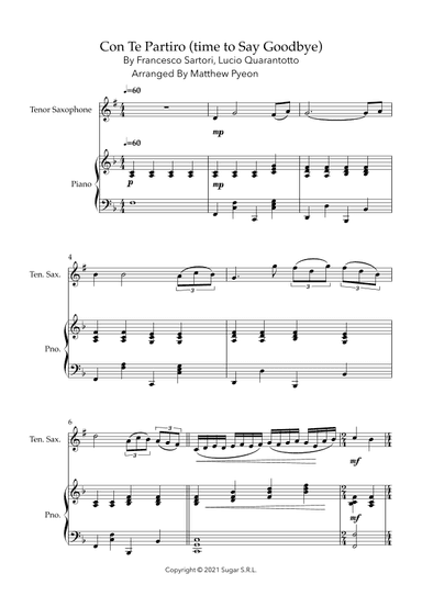 Con Te Partiro (time To Say Goodbye) (arr. Matthew pyeon)