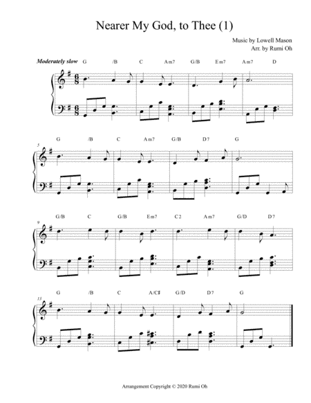 [Nearer My God, to Thee] Favorite hymns arrangements with 3 levels of difficulties for beginner and (arr. Rumi Oh)