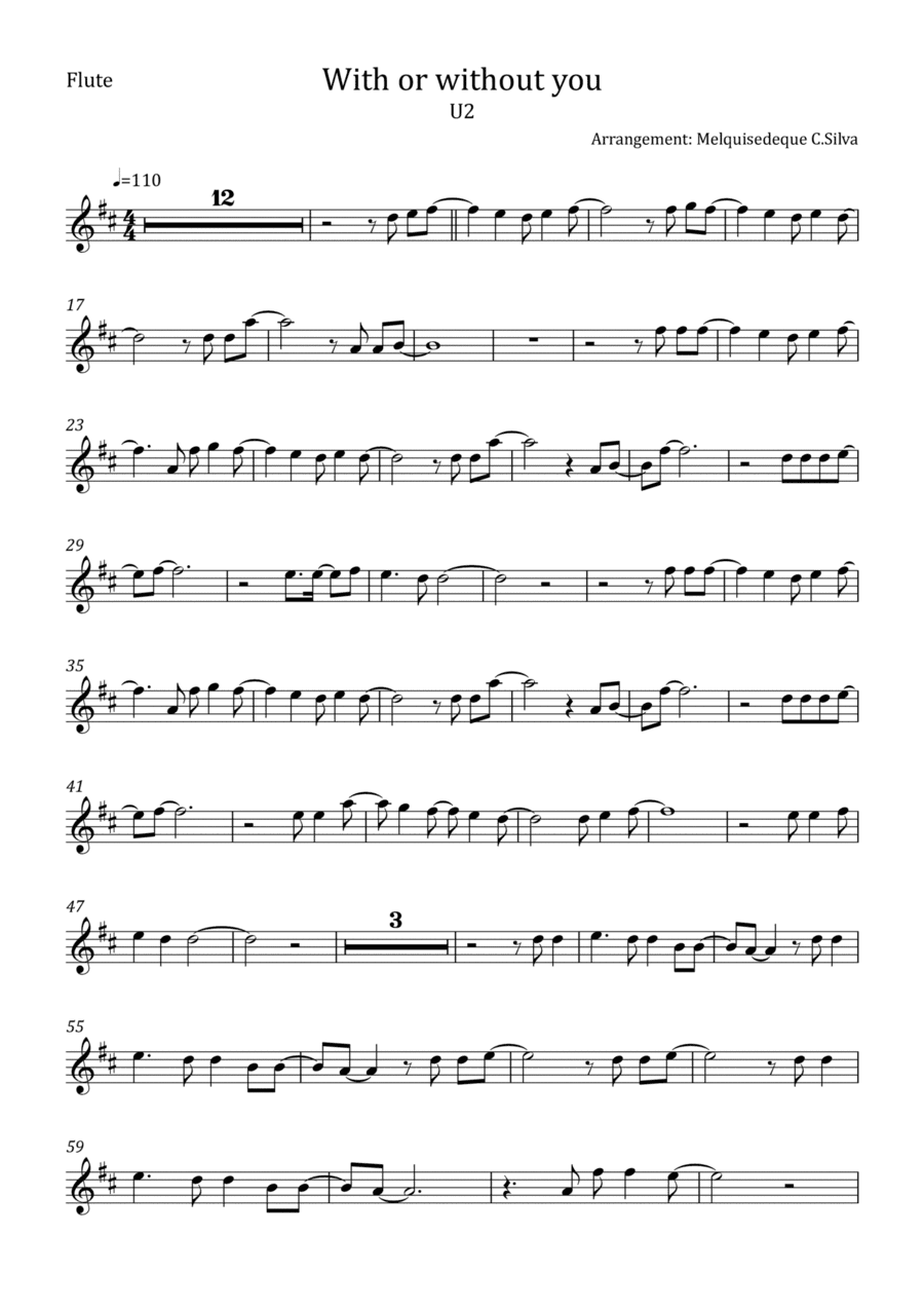 With Or Without You (arr. Melquisedeque C.Silva)