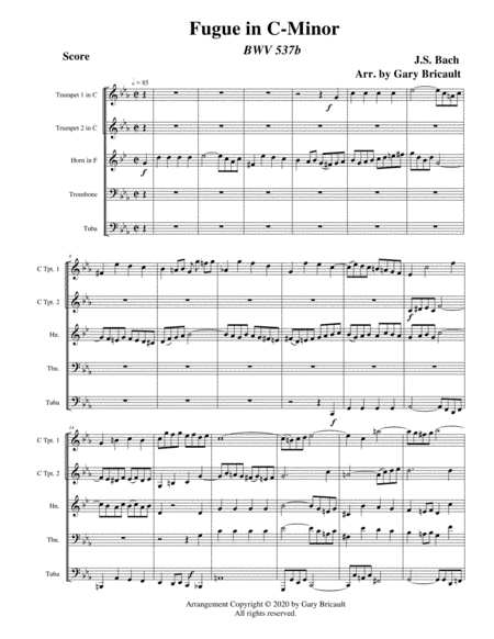 Fugue in C-Minor  BWV 537b (arr. Gary Bricault)