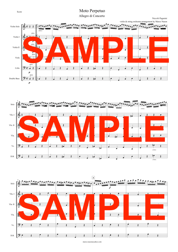 Paganini - Moto perpetuo for violin and string orchestra (arr. Marco Nason)