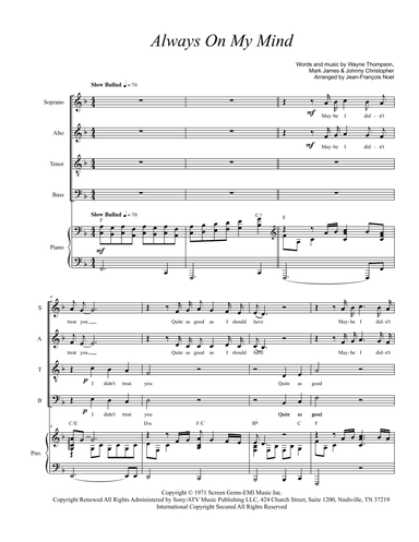 Always On My Mind (arr. Jean-Francois Noel)