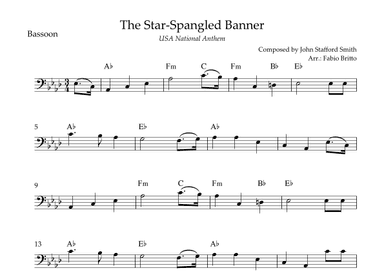The Star Spangled Banner (USA National Anthem) for Bassoon Solo with Chords (Ab Major) (arr. Fabio Britto)