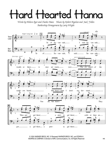 Hard Hearted Hannah (the Vamp Of Savannah) (arr. Larry Wright)