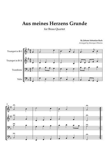Bach's Choral - "Aus meines Herzens Grunde" (Brass Quartet) (arr. Henrique Oliveira)