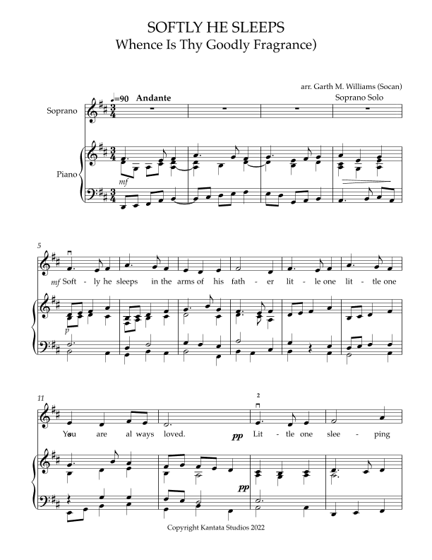 SOFTLY HE SLEEPS / WHENCE IS THY GOODLY FRAGRANCE FOR SOLO TREBLE VOICE AND PIANO