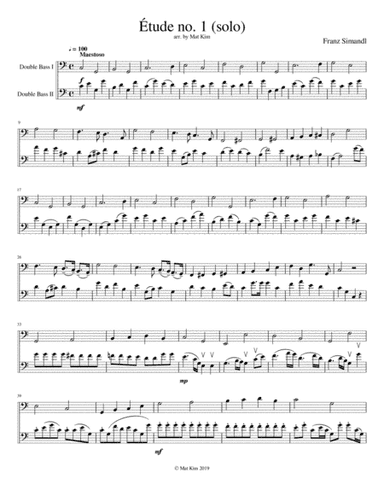 Franz Simandl Étude no. 1 in C Major (Maestoso) for Two Double Basses (arr. Mat Kim)