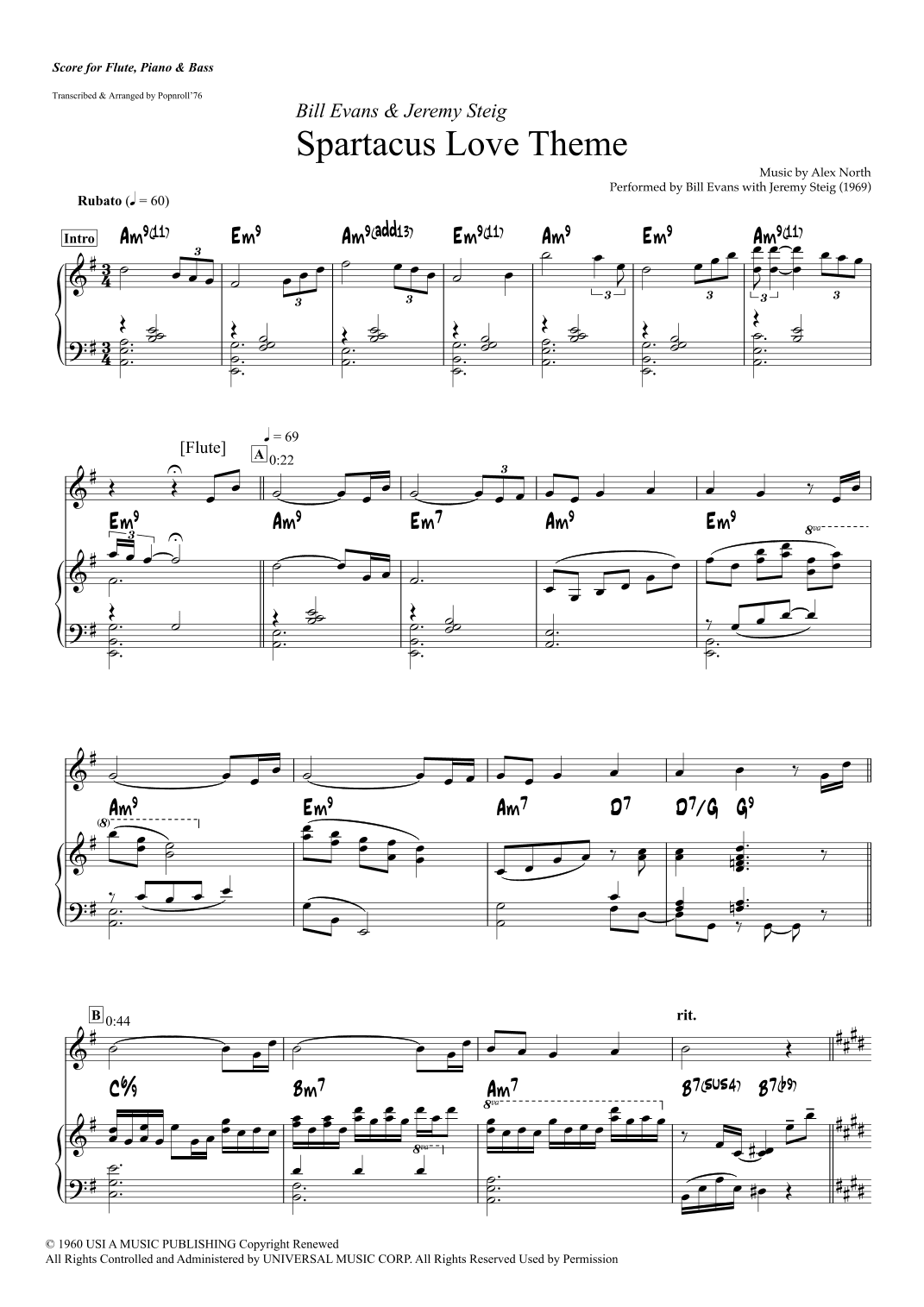 Spartacus - Love Theme (arr. Popnroll 1976)