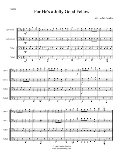 For He's A Jolly Good Fellow - Tuba/Euphonium Quartet (arr. Norlan Bewley)