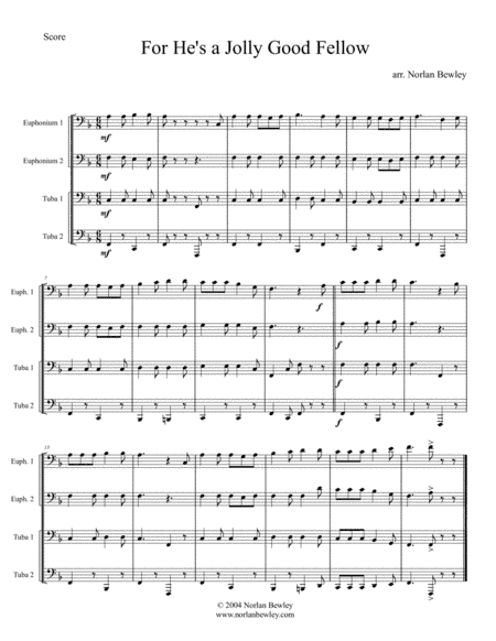 For He's A Jolly Good Fellow - Tuba/Euphonium Quartet (arr. Norlan Bewley)