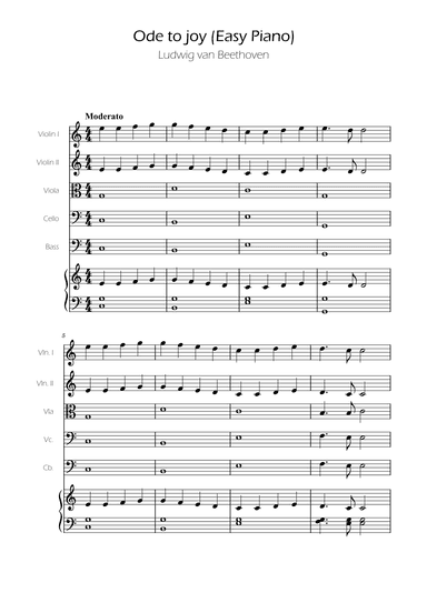 Ode To Joy - Easy String Quintet w/ Piano Accompaniment (arr. Ygor Nunes)