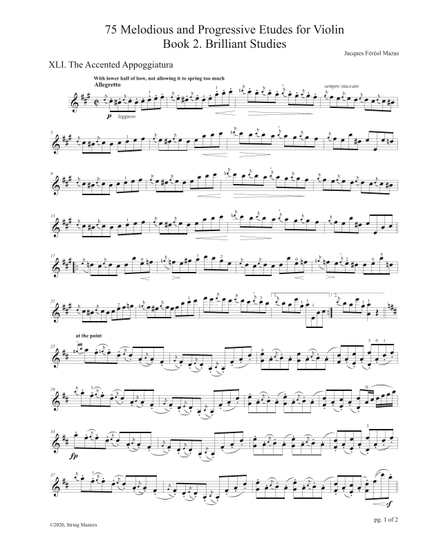Mazas 75 Melodious & Progressive Etudes for Violin Book 2, No. 41 (arr. String Masters)