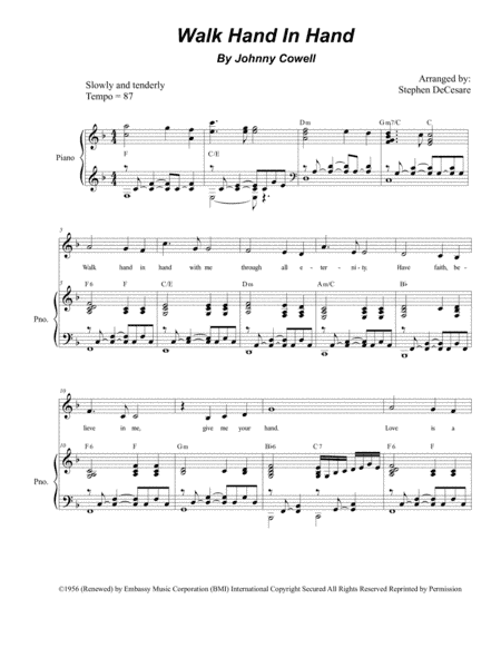 Walk Hand In Hand (arr. Stephen DeCesare)