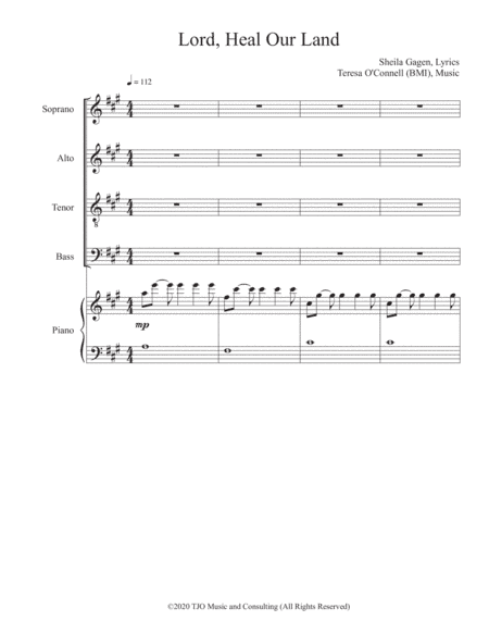 Lord, Heal Our Land for SATB Voices (reproducible)