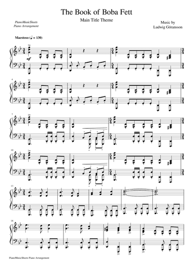 The Book Of Boba Fett Main Title Theme (arr. PianoMusicSheets)