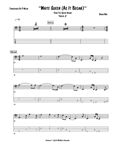White Queen (as It Began) (arr. P Welsh)