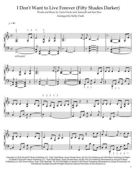 I Don't Wanna Live Forever (Fifty Shades Darker)  from FIFTY SHADES DARKER (arr. Kelly Clark)