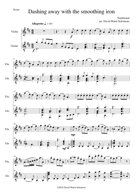 Dashing away with the smoothing iron for violin and guitar (arr. David Warin Solomons)