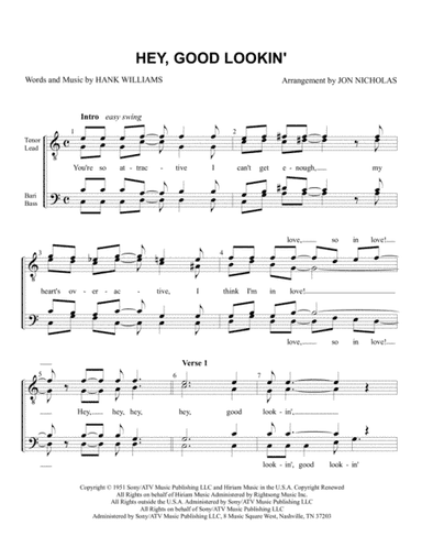 Hey, Good Lookin' (arr. Jon Nicholas)