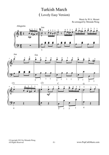 Turkish March (Mozart) - Lovely Easy Version (arr. Miranda Wong)