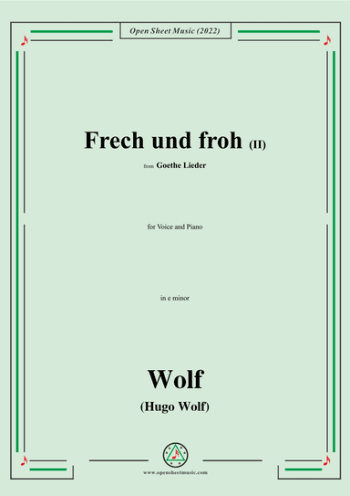 Wolf-Frech und froh II,in e minor,IHW10 No.17 (arr. OSM Press)