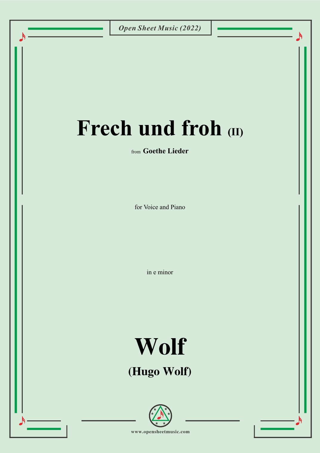 Wolf-Frech und froh II,in e minor,IHW10 No.17 (arr. OSM Press)