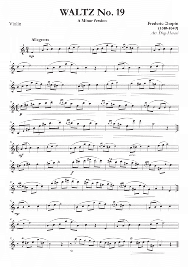 Waltz No. 19 in A Minor for Violin and Piano (arr. Diego Marani)
