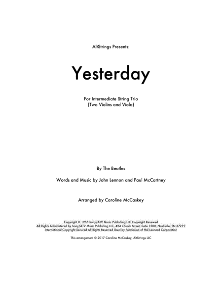 Yesterday (arr. Caroline McCaskey)